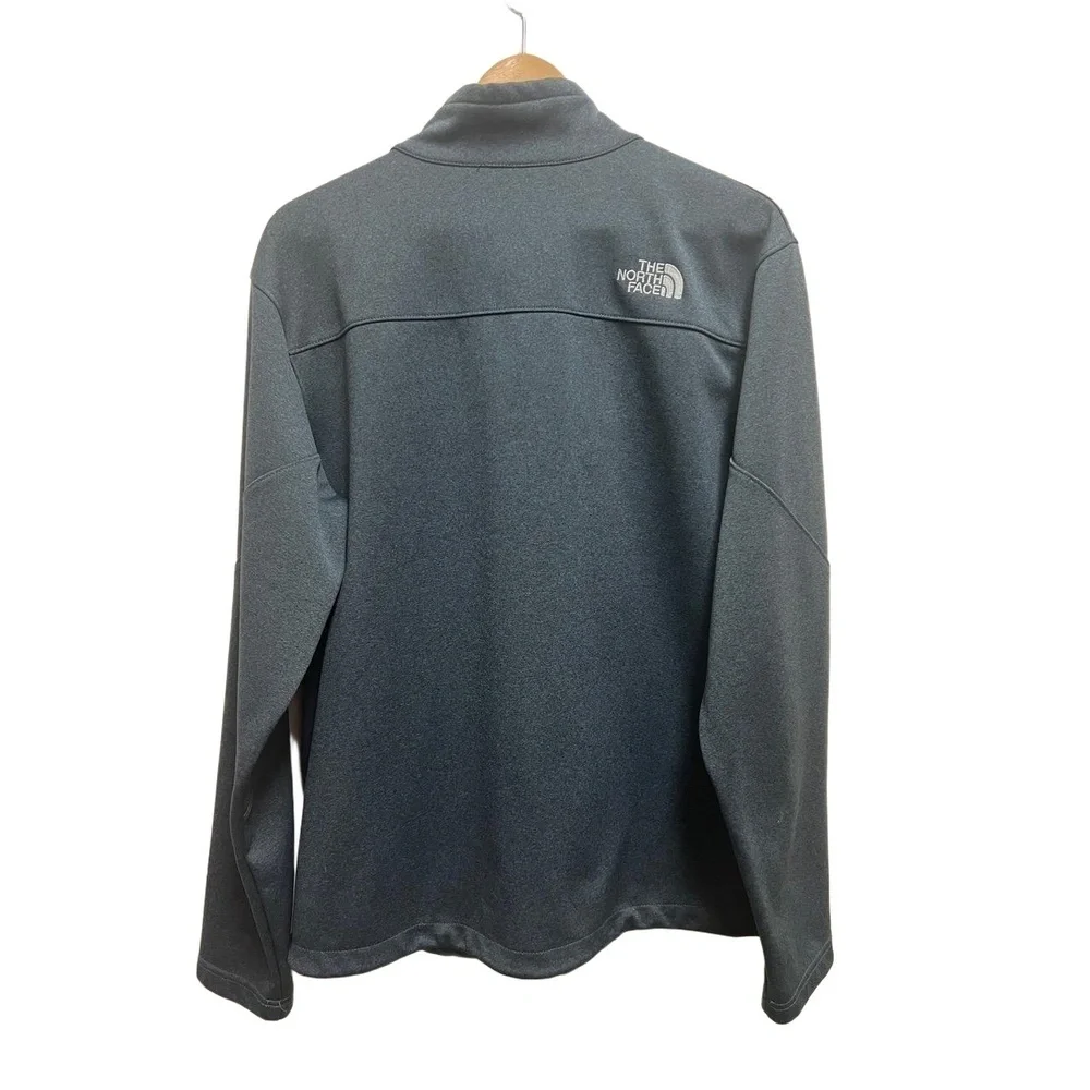 The North Face Mens Large Dark Grey Heather Full Zip Windwall Soft Shell Jacket